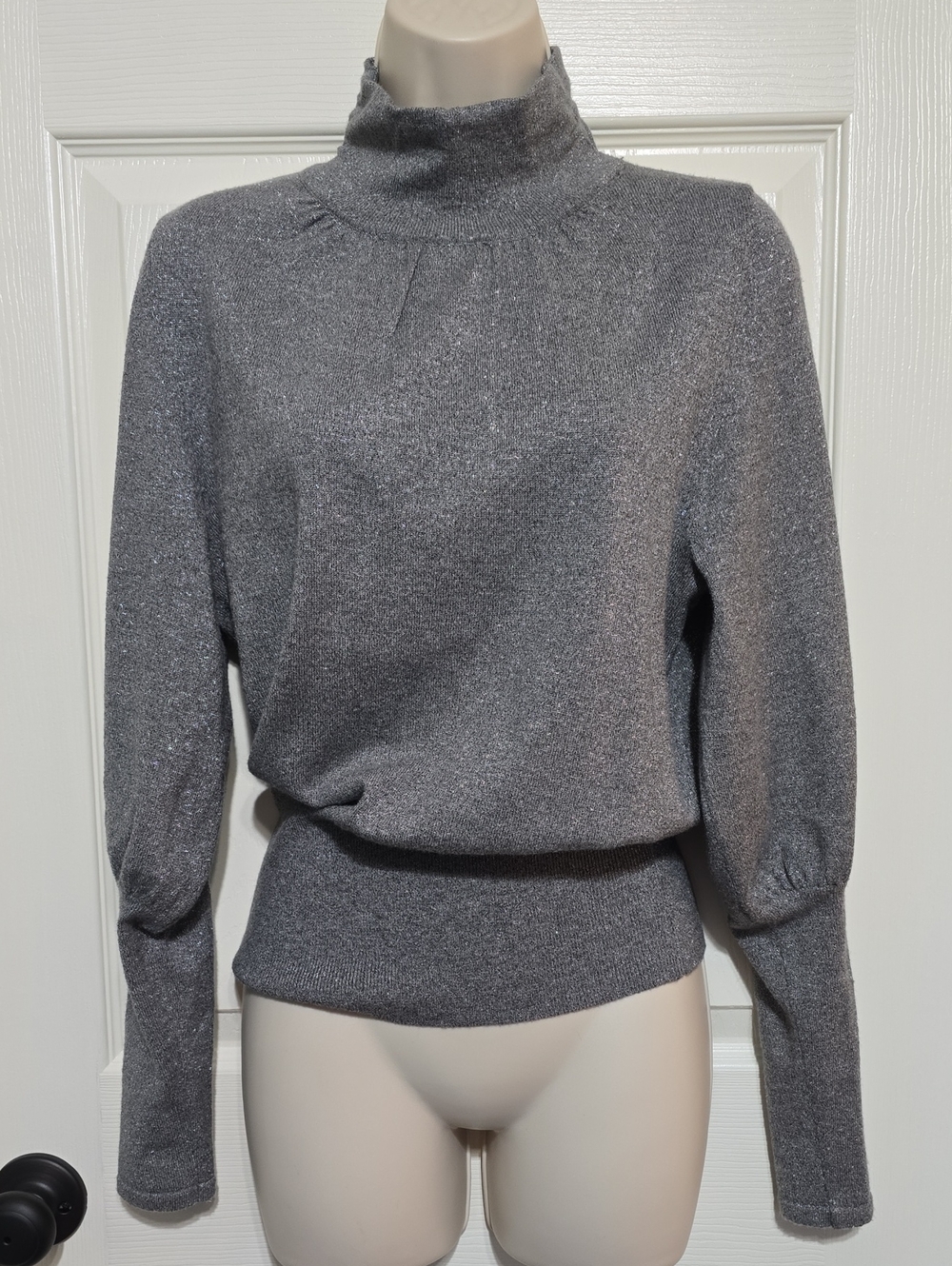 Express Silver Sparkle Mock Neck Sweater